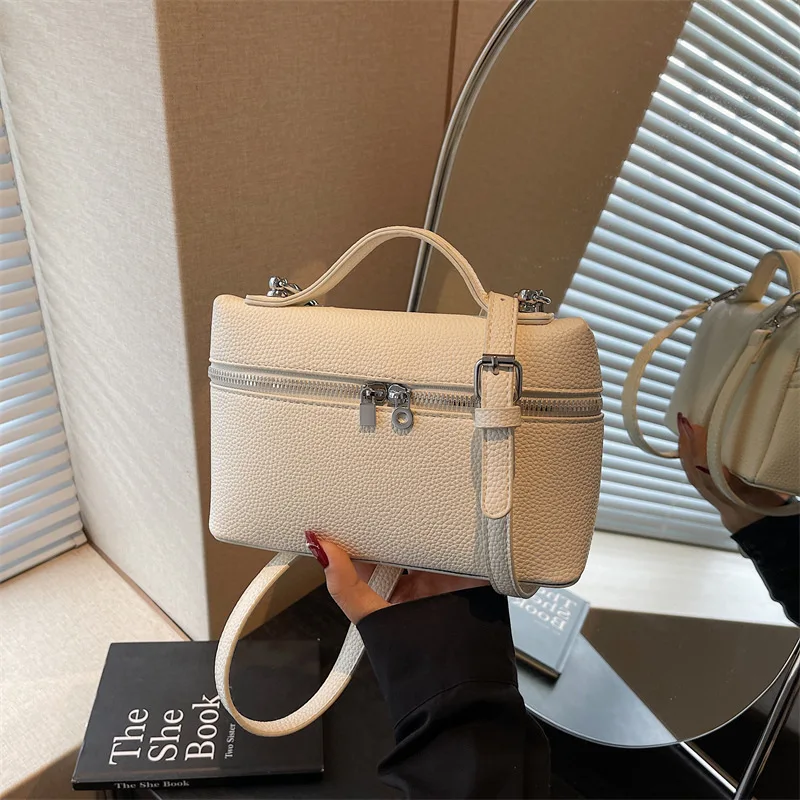 

2025 Новая женская сумка из мягкой кожи с узором личи — городская минималистичная, высококачественная маленькая квадратная модная сумка-коробка