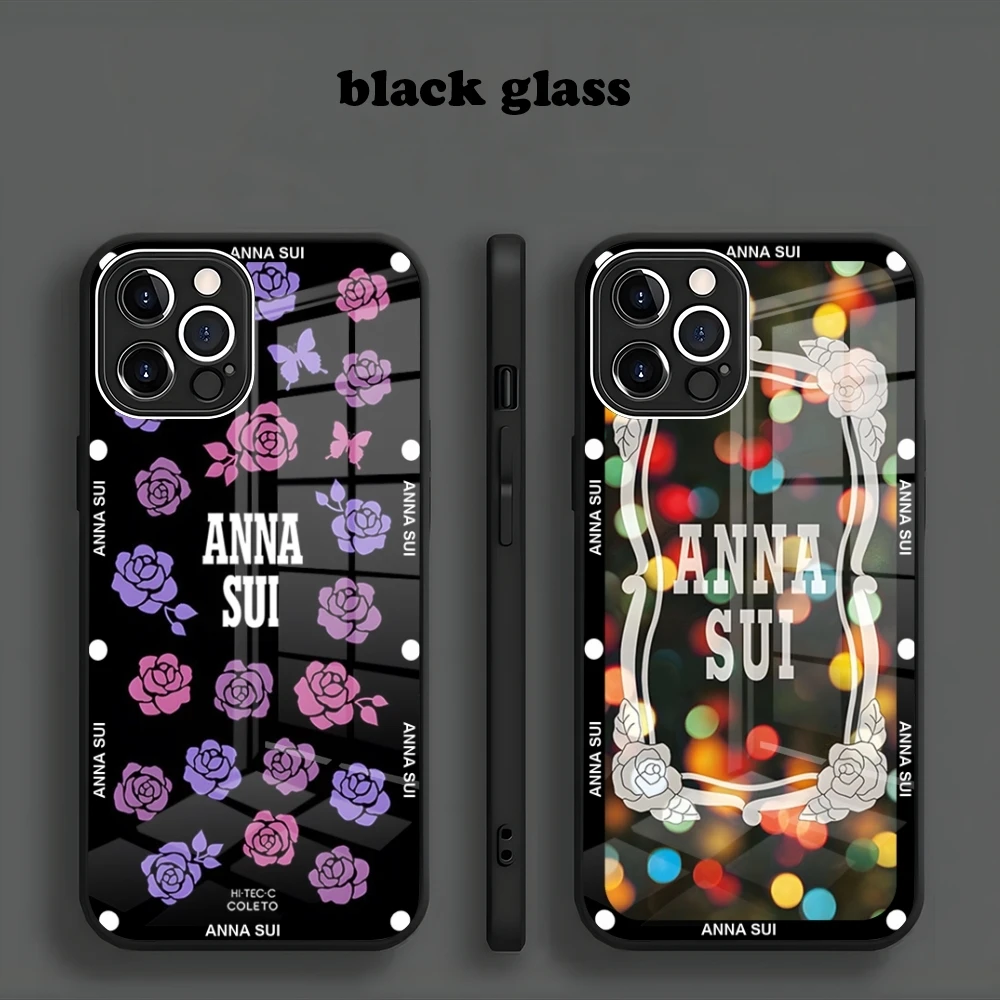 Purple Brand ANNA SUI phone case new for Iphone 15 14 13 12 11 Pro Max X XS XR 7 8 Plus 2020 SE Metallic Paint Glass