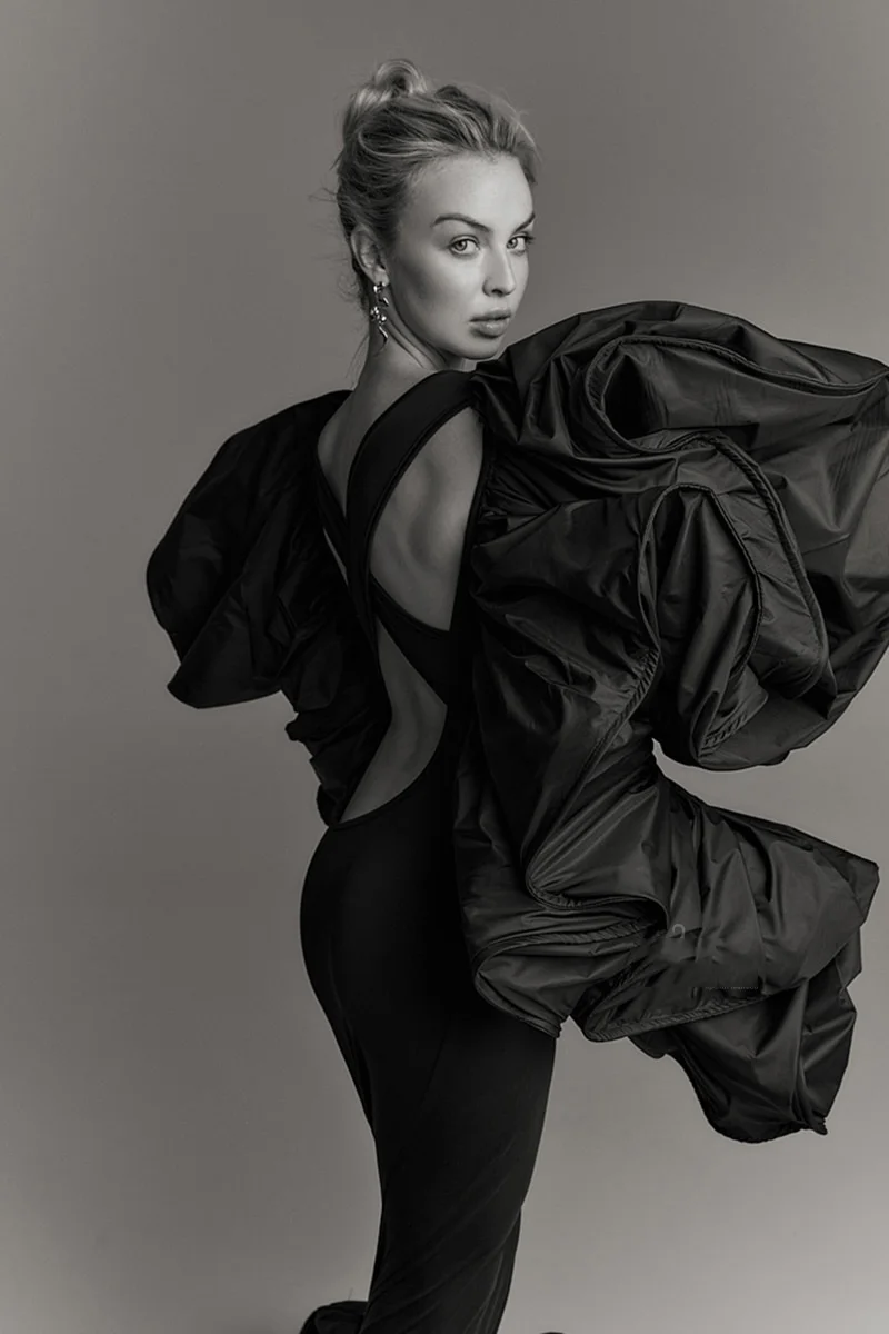 Preto sereia mangas em camadas vestido feminino grávida chique longo vestido de maternidade elegância tafetá fora do ombro vestidos de maternidade