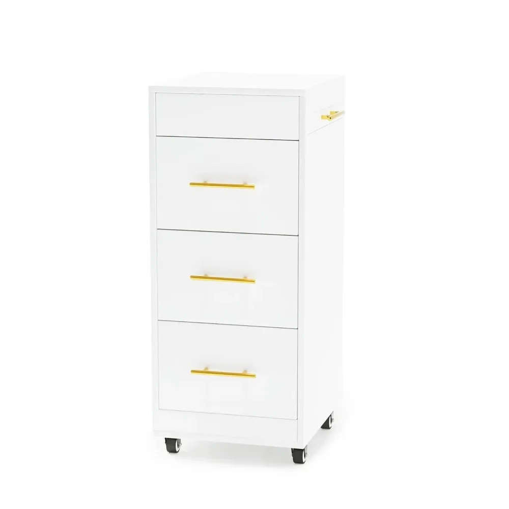 

Salon Trolley Cart with Wheels, 3-Drawer Rolling Hair Styling Station, Mobile Beauty Trolley with Hot Tools Holder, Storage for