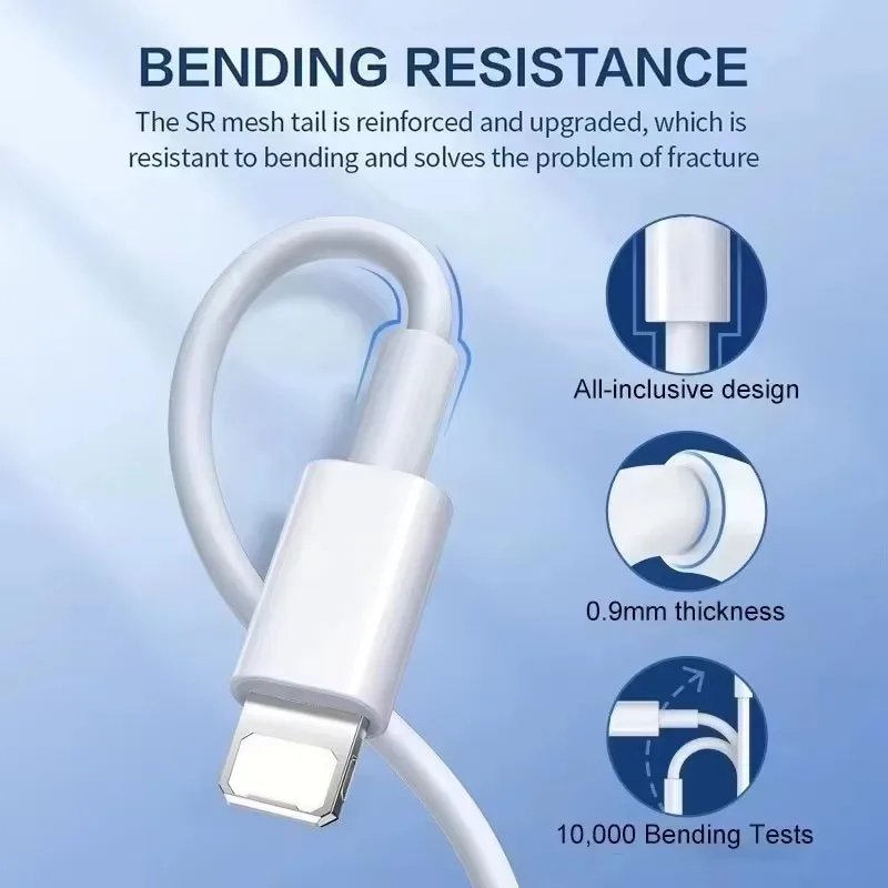 Câble USB de charge rapide d'origine PD 35W pour iPhone 14 8 7 Plus 13 12 11 Pro XS Max XR X USB C câble de chargeur rapide 1m 1.5m 2m