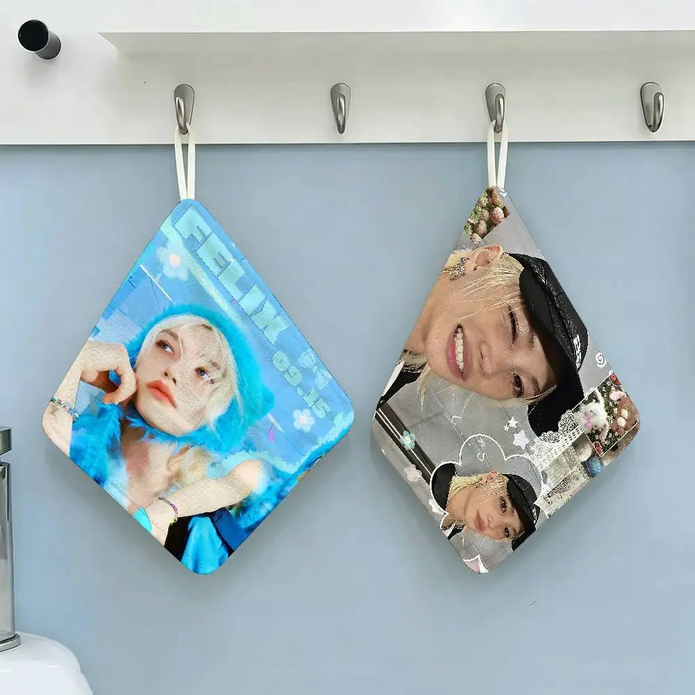 famous idol F-FelixS singer Hanging Kitchen Towel, Polyester Cotton Fabric, Absorbent Hand Wiping Towel for Home Dormitory
