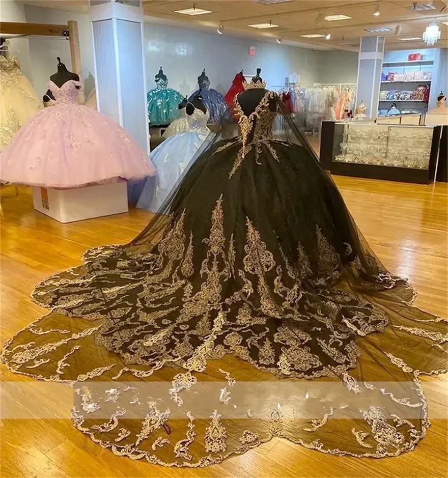 ที่กําหนดเองสีดํา Sweetheart Ball ชุดลูกปัด Appliques Quinceanera ชุดเจ้าหญิงหวาน 16 15 ปีสาว vestidos de fiesta