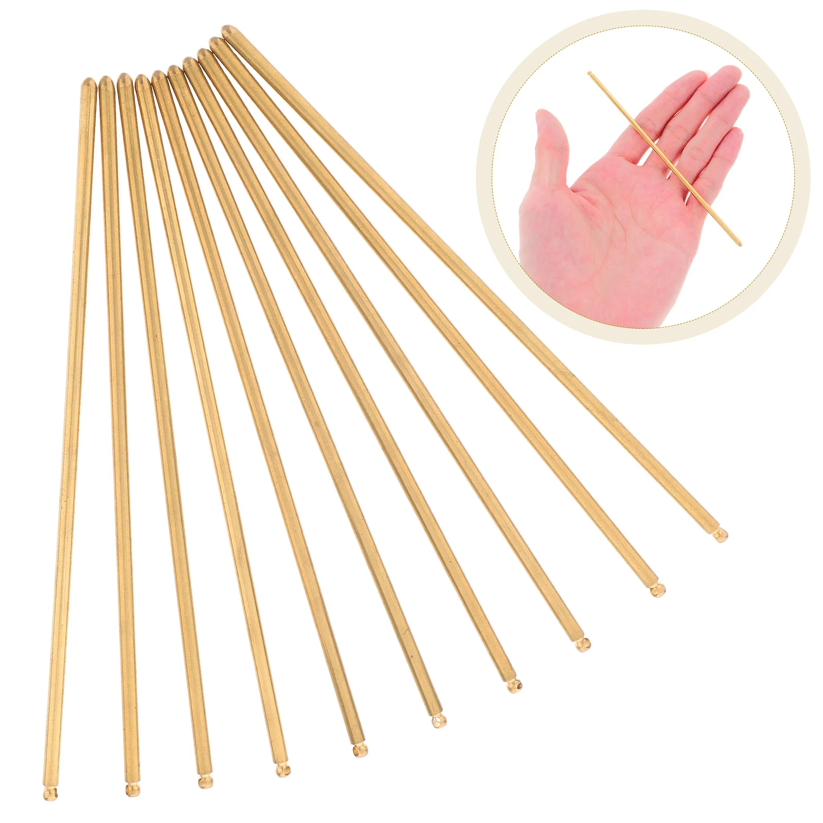 

10pcs Copper Hair Sticks Metal Hairpins Fork Hole Craft Golden Stylish Unique Design Easy Wear Take Down Daily