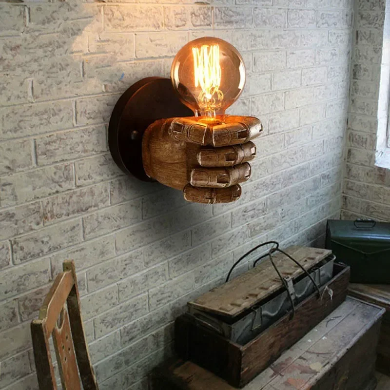 

Classical Resin Fist Wall Lamp Corridor Light Living Room Lighting 85V-265V Retro E27 Edison bulb Aisle Light