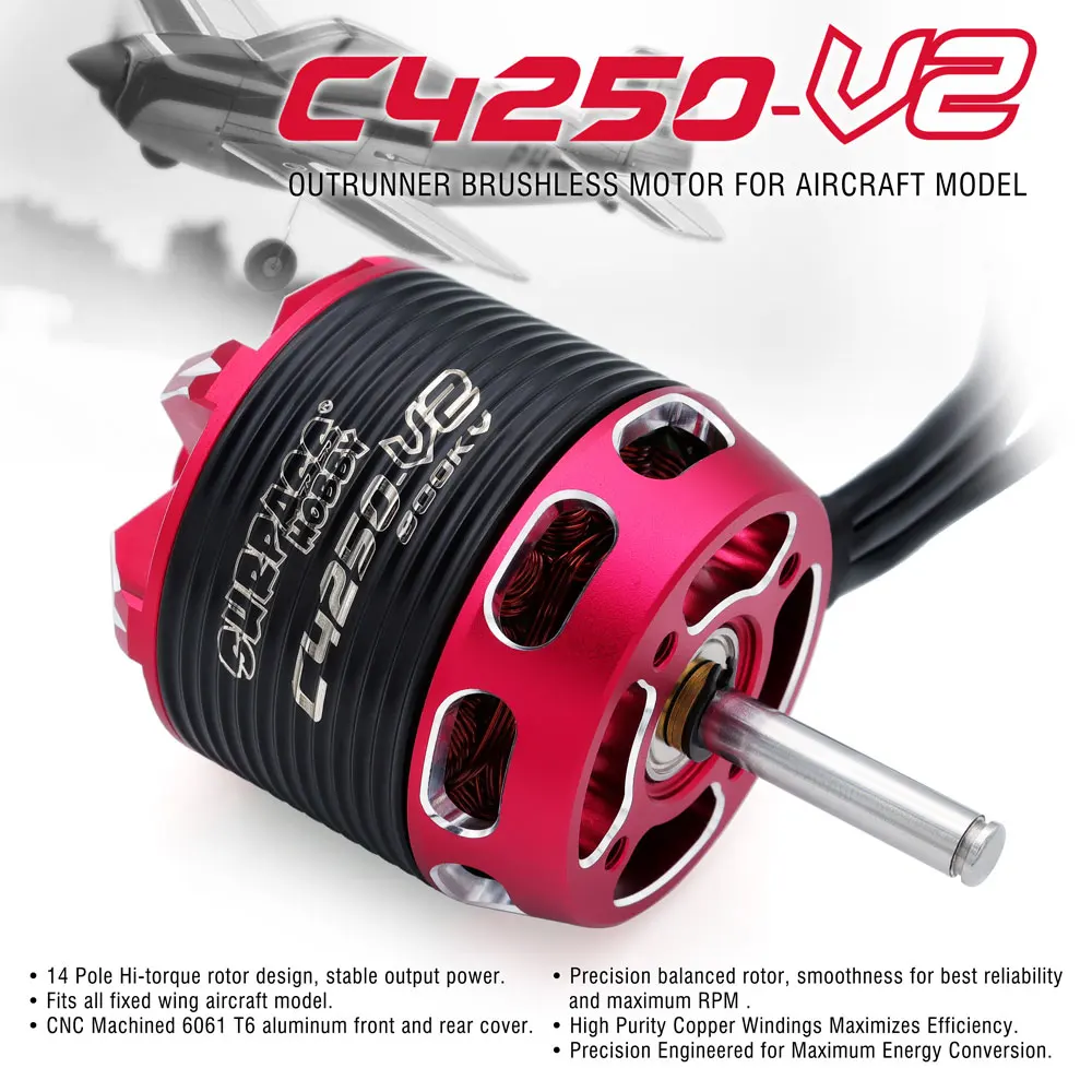 Surpass Hobby C4240 C4250 C4260 V2 Brushless Outrunner Motor 2-6S with 60A 80A Brushless ESC For RC Aircraft Plane Multicopter