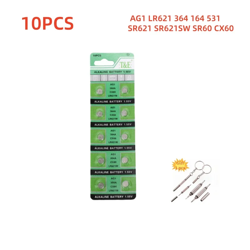 10-100PCS Battery AG1 LR621 364 164 531 SR621 SR621SW SR60 CX60 1.5V Cell Coin Batteries For Watch Toys Remote