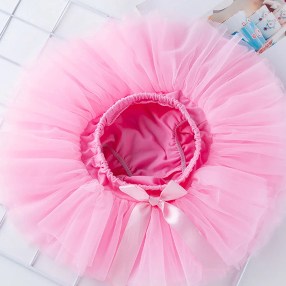 Baby Girl Tulle Skort  Built‑in Shorts Tutu Skirt With Satin Bow Little Princess Layered Mesh Skirt Party Dance Photo Costume