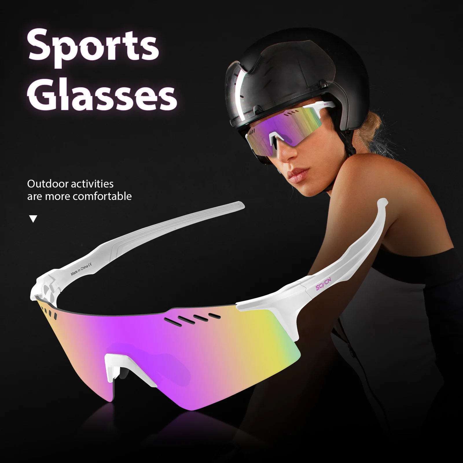 SCVCN Cycling Sunglasses Outdoor Bike Cycling Glasses Men Women MTB Road Bicycle Sports Mountaineering UV400 Running Eyewear