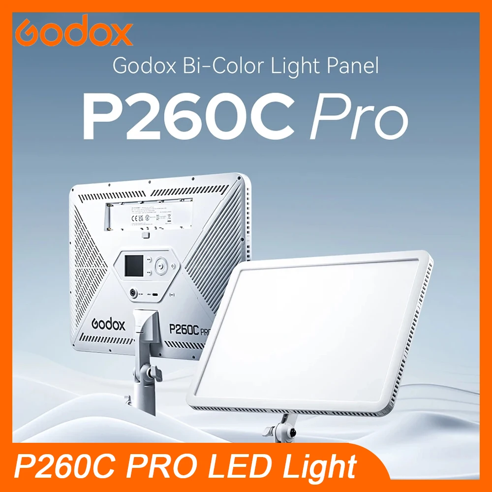 GODOX P260C PRO 2800-6500K Bi-Color LED Light Panel Dimmable Studio Video Light Lamp Panel for Video Production & Vlogging