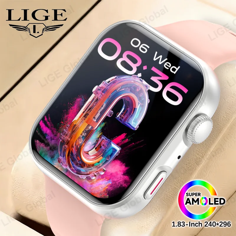 

Смарт-часы LIGE New с AMOLED-экраном 1,83 дюйма, Bluetooth-вызовами, для мужчин и женщин, для спорта и фитнеса, с измерением пульса и уровня кислорода в крови, с функцией Dynamic Island