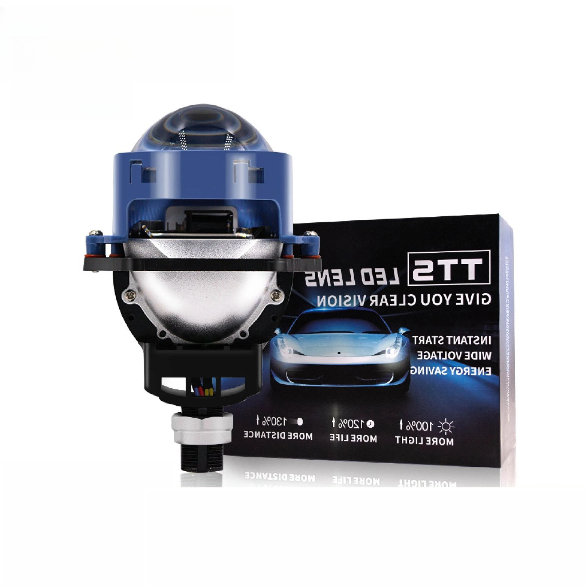 2025 P02 Bi LED Projector Headlight with Halo 130W High Power Laser Lens Dual Beam Car LED Headlamp Xenon Replacement Bulb