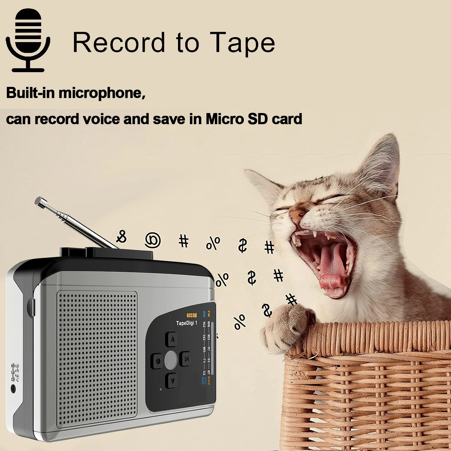 New Original Ezcap Walkman Multifunction Cassette Player with AM/FM Radio To MP3 Converter Save To TF Card No Need Computer