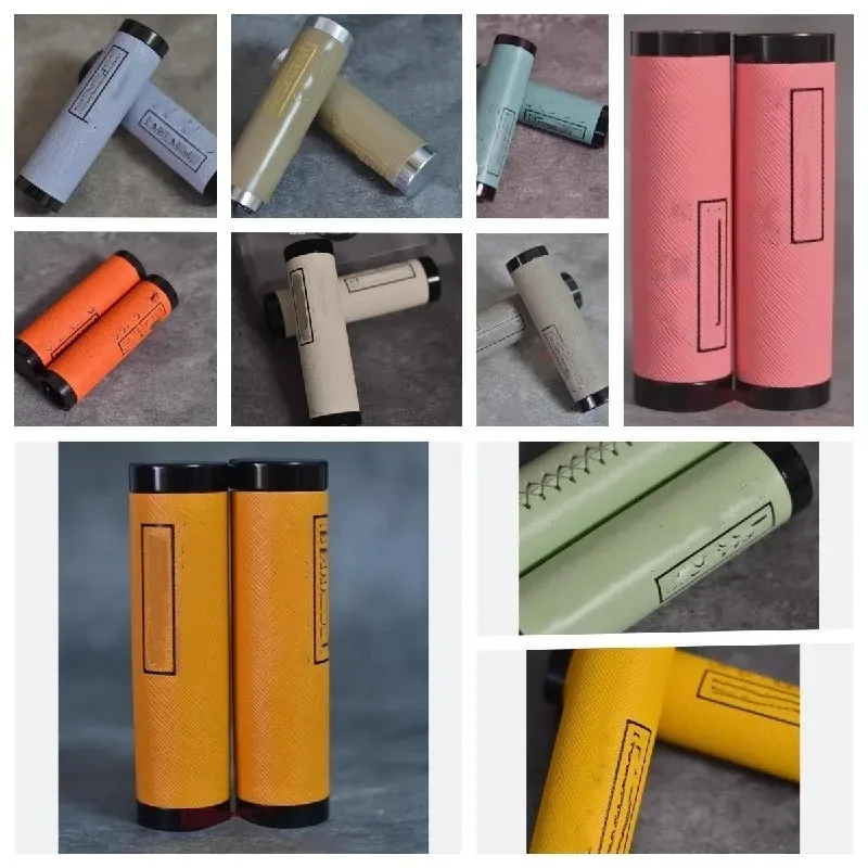 10 colors leather hand 120mm for brompton grips non-slip handle lock on handle plug have letter