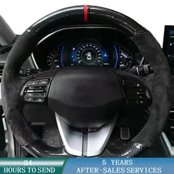 Car Steering Wheel Cover Non-Slip Suede Original Steering Wheel Braid For Hyundai Elantra 4 2019 2018 2017 2016 Ioniq 2017-2019