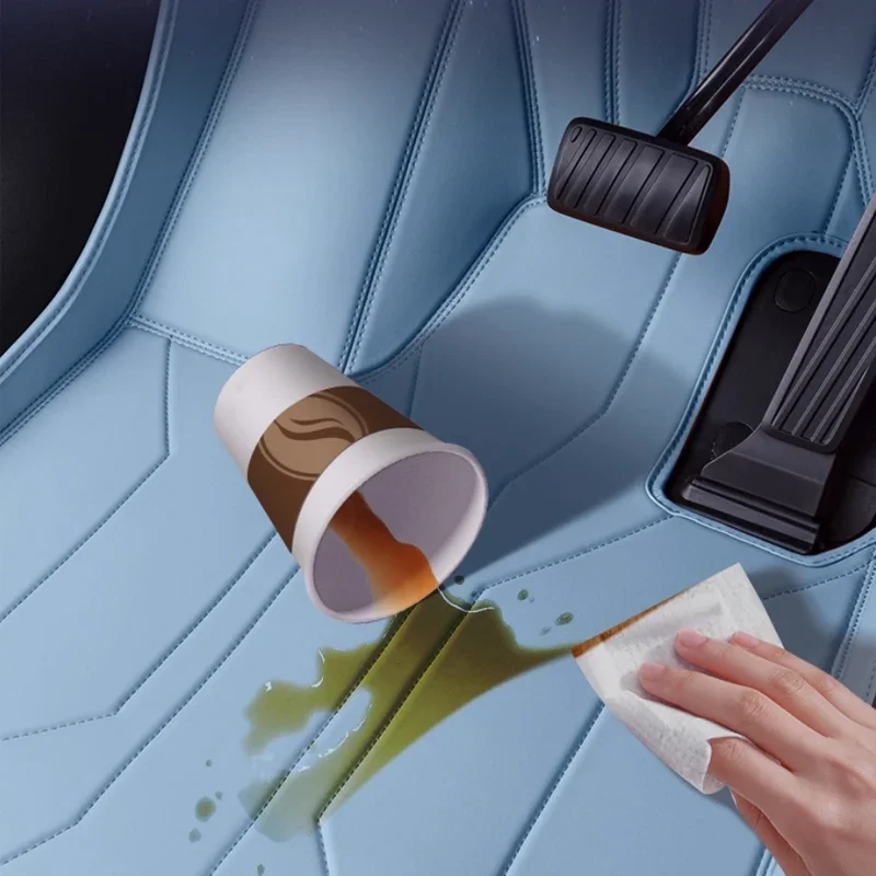 Personalizado nappa couro anti-deslizamento pé do carro proteger esteira auto luxo à prova dwaterproof água almofada acessório para hongqi ohs7 2025-presente