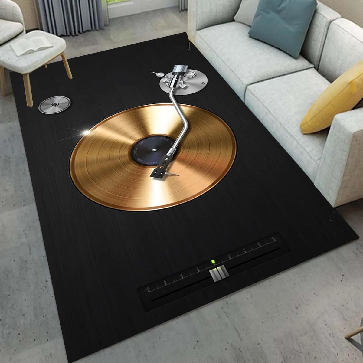 Retro Music CD Design Non-Slip Printed Floor Mat - Durable & Stylish for Living Room, Bedroom, Game Room, Laundry, Entryway