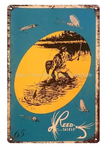 advertising wall lodge cafe 1965 Reed Tackle Catalog Cover Art metal tin sign