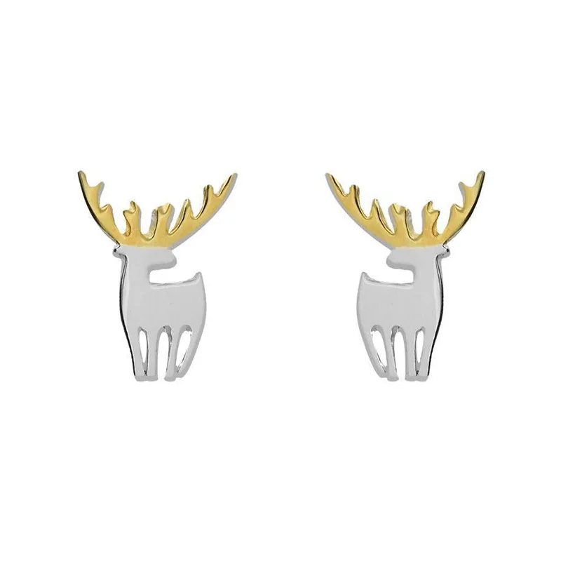 

Jenny&dave S925 Sterling Silver Deer Two Tone Versatile Ins Style Earrings Jewelry Earrings Women's Earrings Ear Cuffs