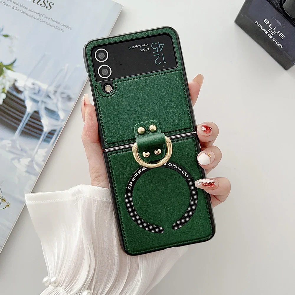 Flip8 PU-Leder Magnetische Handyhülle für Samsung Galaxy Z Flip 8 7 fe 6 5 4 mit Ringhalter Magsafe Kabellose Aufladung – Detail 11