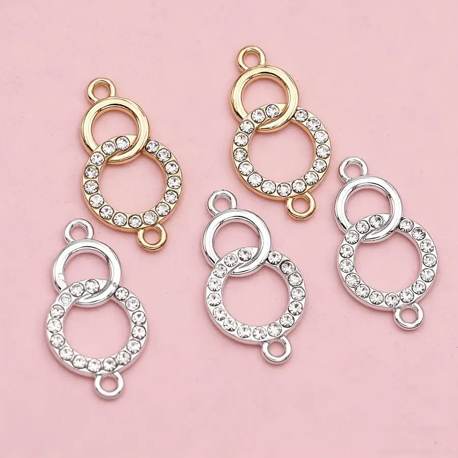 1/5/10/20/50/100pcs Double Circle Charm Connector for Jewelry Making Bracelet Necklace Additions 24X13Mm Funny Positive Mini Ite