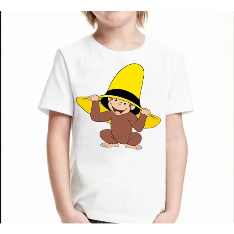 Śmieszne ubrania dla dzieci Cartoon Monkey Print T Shirt dla chłopców Letnie topy dla dziewczynek T-shirt