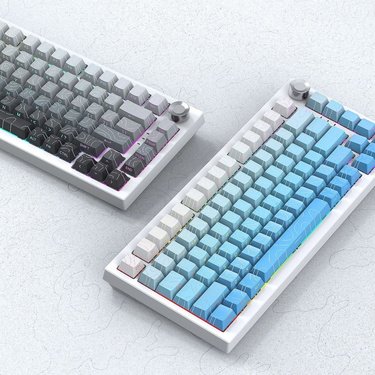 

New Topographic Keycaps 4.0 Version Shine Through 98 Key PBT Cherry Profile Side Print Backlit for MX Gamer Mechanical Keyboard