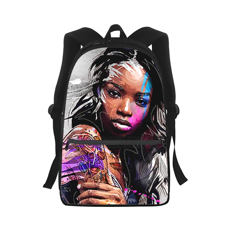 Black Girl Painting Pretty Backpack para homens e mulheres, 3D Print, Fashion Student School Bag, Laptop Backpack, Kids Travel Shoulder Bag