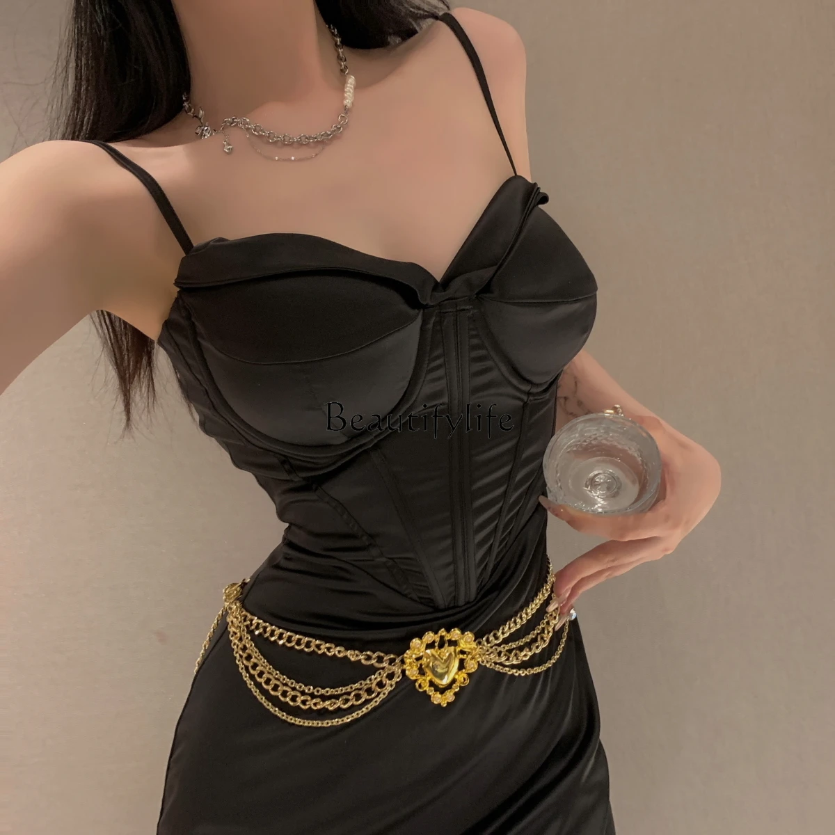 Gold love multi-layer waist chain with dress decorative belt chain