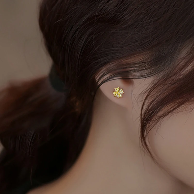 s925 sterling silver love lucky grass earrings for women light luxury classic elegant fashion retro simple casual daily life