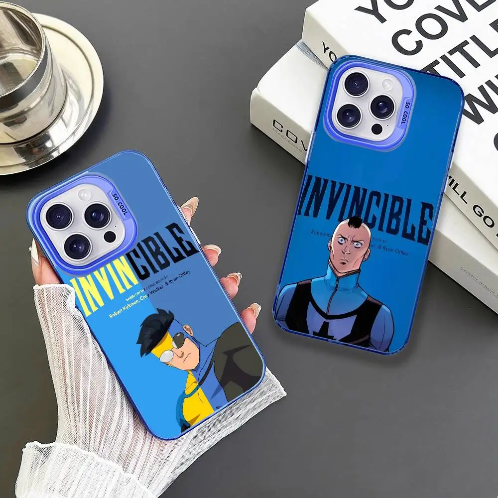 

Anime TV l-lnvineible Phone Case For iPhone17,16,15,14,13,12,11 Plus,Pro Max Blue Matte Shockproof Cover