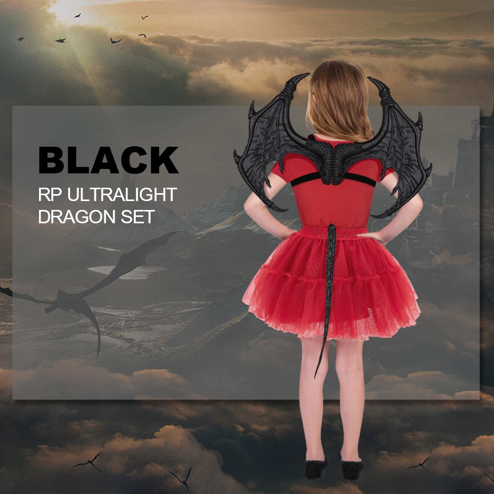 Kids Dragon Costume Cosplay Suit Carnival Party Mardi Gras Wing Costume Outfit Accessory Dinosaur Wings Dress Up Props