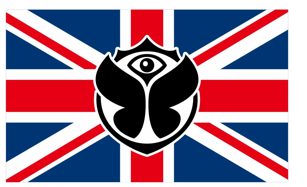 Tomorrowland Flag with United Kingdom of Great Britain 90x150cm 100D polyester custom  Banner