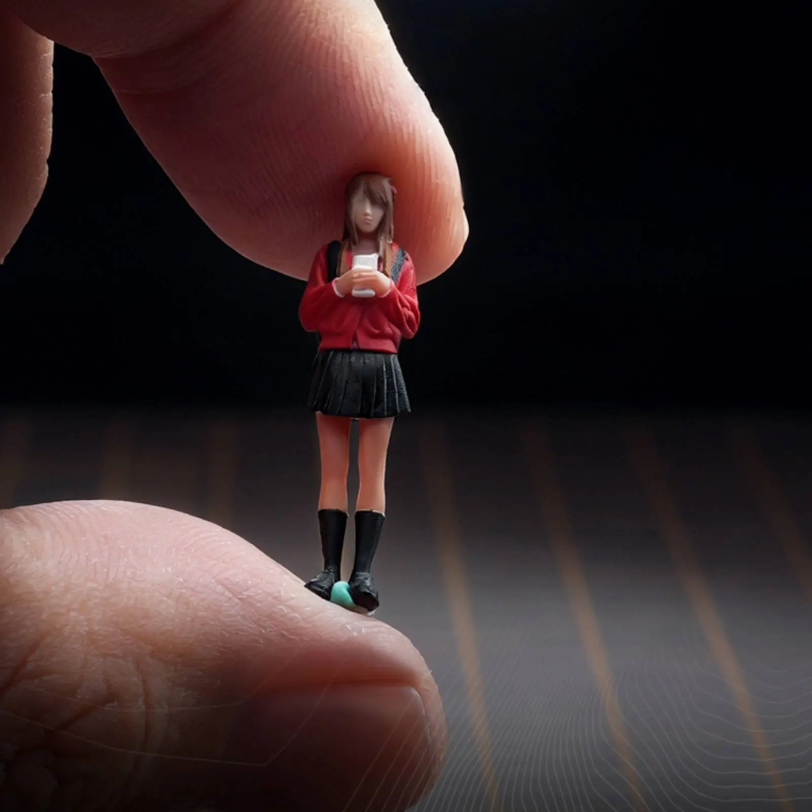 Short Skirt Backpack Girl Figure Collector Item 1:64 Miniature Girl Figurine 1:64 Resin Figurine High Intricacy for Shelf, Desk view 3