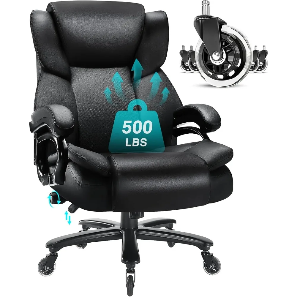 

500lbs Big and Tall Office Chair, Heavy Duty Office Chair for Heavy People, High Back Executive Desk Chair with Adjustable Lumba