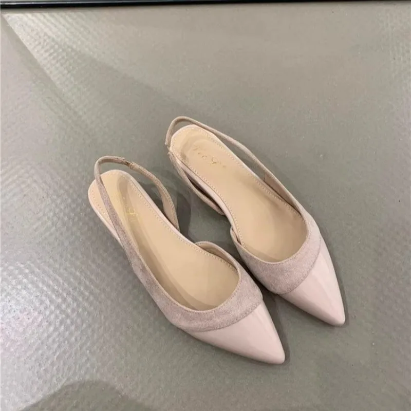 المرأة صنادل مماشي للموضة الصيف أشار تو الفم الضحلة واحدة لينة وحيد مشبك واحد حذاء مسطح التنقل اليومي أحذية غير مبطنة #3