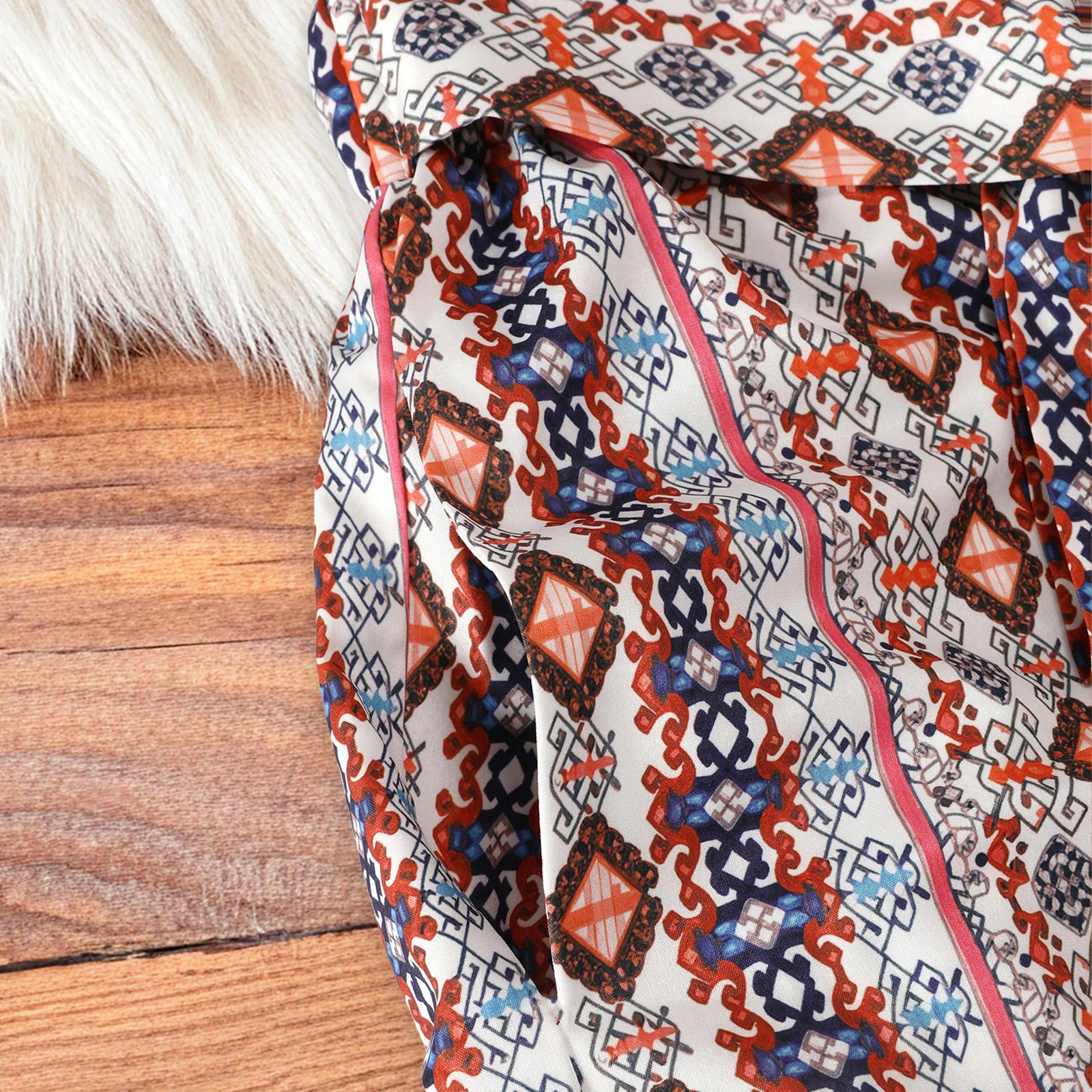 Pantalones con estampado bohemio para mujer, pantalones de pierna ancha indie folk, versátiles, informales, holgados, a la moda