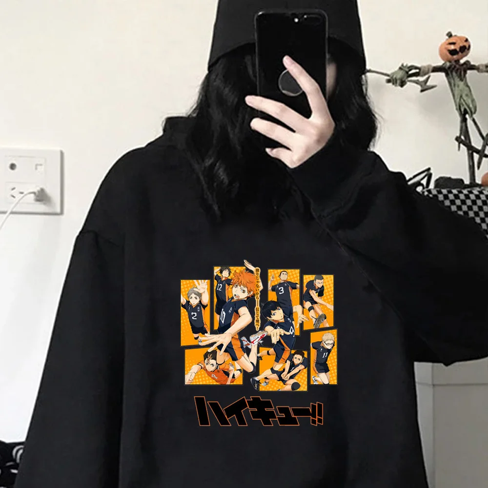 Haikyuu Sudadera con capucha kawaii cómoda anime suéter juvenil elegante diseñador mujeres jersey hoddie ropa informal japonesa