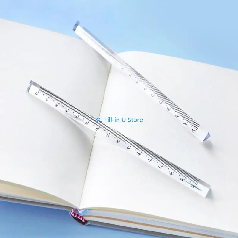 G8TA مسطرة أكريليك شفافة على شكل مثلث نطاق قياس 0-15 سم للطلاب المعلمين