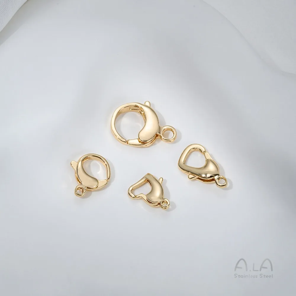 مشبك على شكل قلب جراد البحر من الفولاذ المقاوم للصدأ QQ مشبك دائري لمجوهرات الربيع ملحقات مشبك نهاية