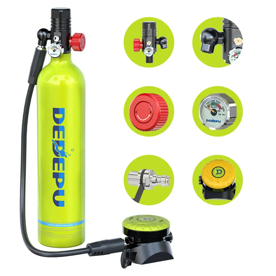 DEDEPU S5000 Scuba Tank Oxygen Diving Cylinder Respirator Scuba Diving Tank 1L Equipment Snorkeling Hand Pump Free Shipping