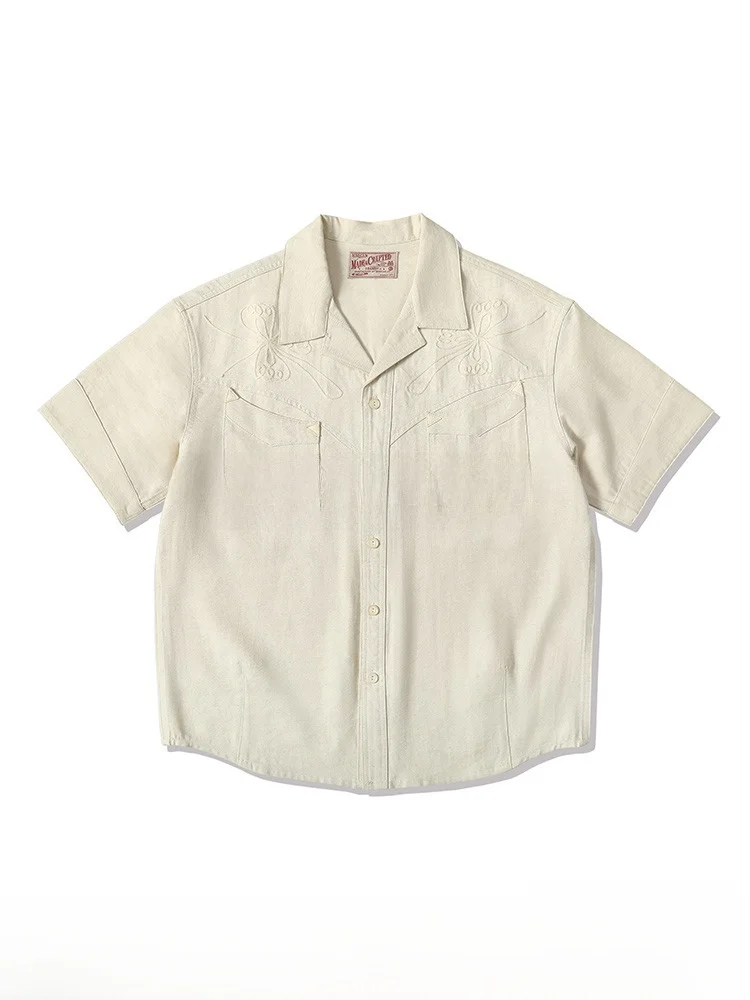 

MBBCAR Western Series Узкая ширина 8 унций Cus Woven Hemp Blend Cuba Collar Vintage ort Sve irt Дышащий летний молодежный...