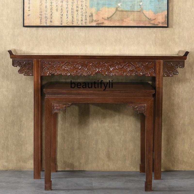 

Rural Hall Altar Combination Living Room a Long Narrow Table Buddha Table Solid Wood Altar Elm Antique in Ming and Qing