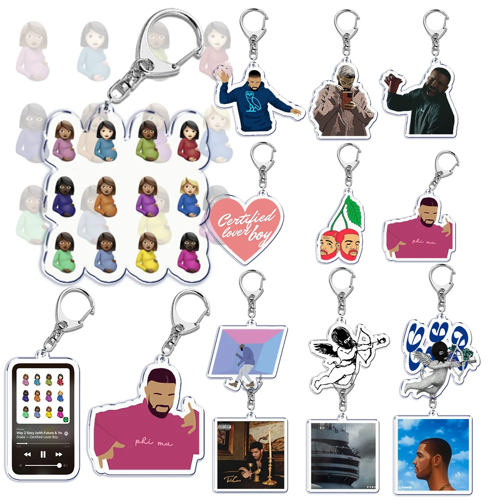 Drake Certified Lover Boy Keychain for Accessories Bag Pendant Y2K CLB Key Chain Ring Rapprer Keyring Jewelry Fans Gifts