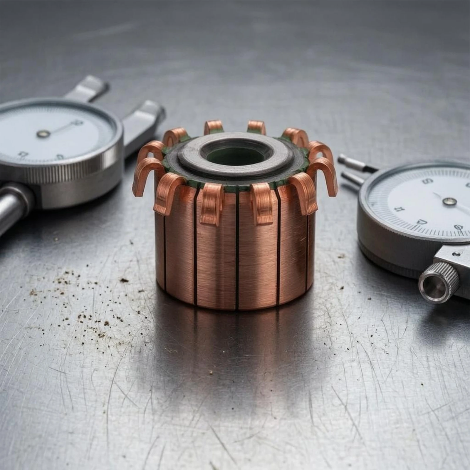

Copper Engine Commutator Hooked Tabs Segmented Commutator Mechanical Component Insulated Center Opening