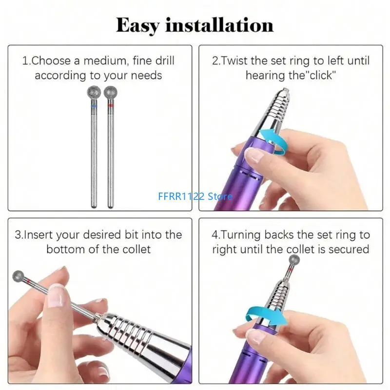 Y1uf 2 pièces 5 mm Bits forage à ongles ronds Accessoires ongles pour les techniciens les passionnés pour les ongles