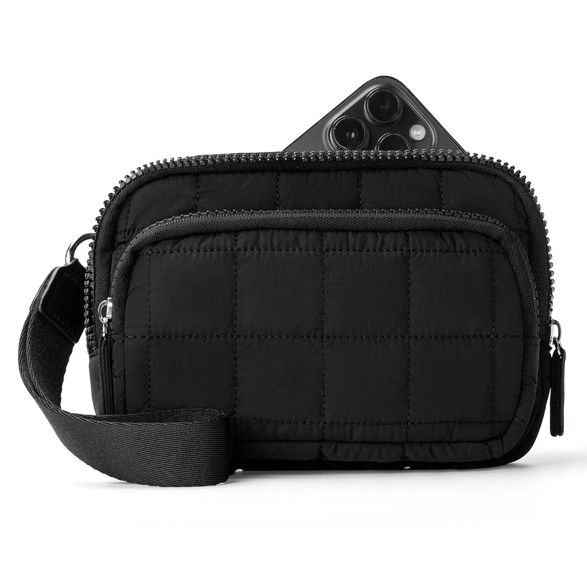 กระเป๋าสตางค์คล้องข้อมือสําหรับผู้หญิงกระเป๋าสตางค์ไนลอนผ้าพร้อมกระเป๋าซิป 3 กระเป๋าสําหรับเดินทางผู้ถือบัตรเครดิตโทรศัพท์ออแกไนเซอร์