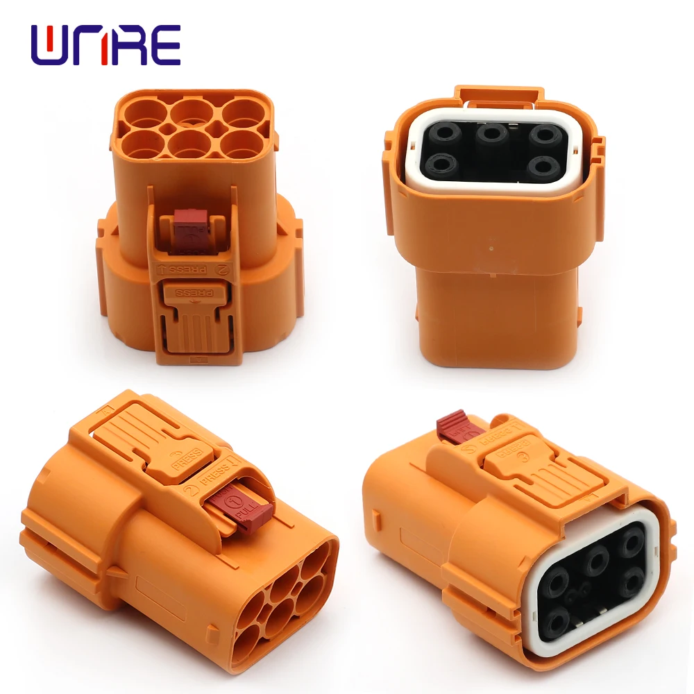 1Pair Plug Socket 5 Cores Plastic Shell High Voltage Connectors New Energy Electric Vehicle Car HV Connector 6mm² For Cable