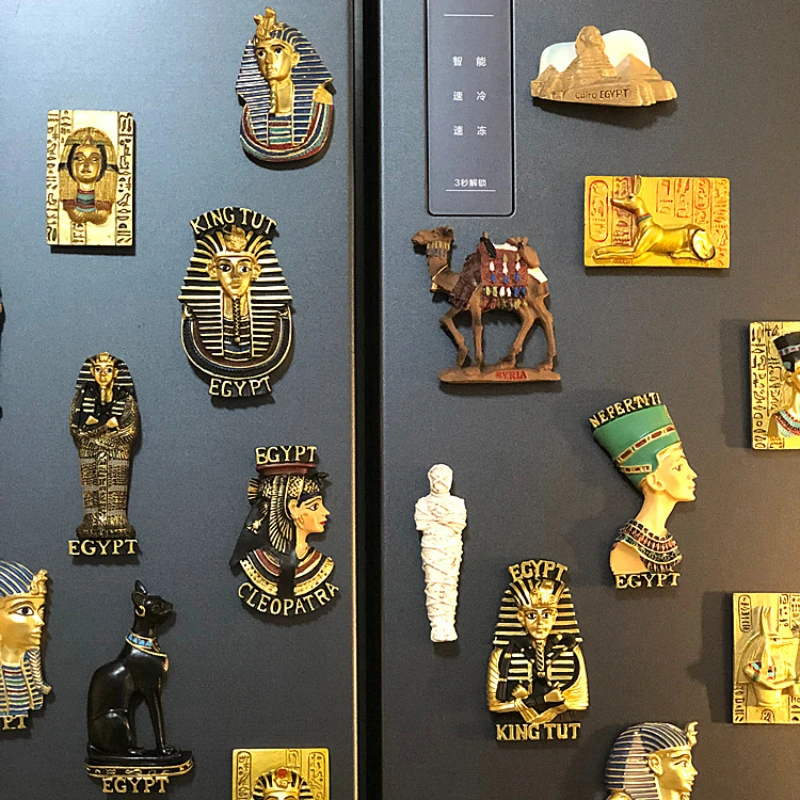 Mysteriöser ägyptischer touristischer kühlschrank mit pyramiden stäbchen pharao cleopatra sphinx 3d magnetischer kühlschrank dekoration