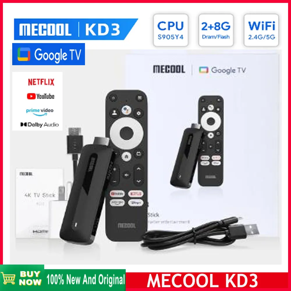 

ТВ-приставка Mecool KD3 4K, Android TV 11, Amlogic S905Y4, 2 + 8 Гб, Wi-Fi, 2,4 ГГц